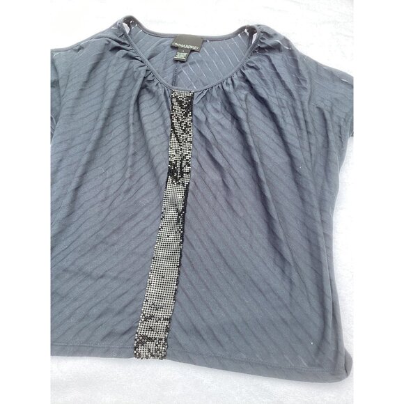 Women's Cynthia Rowley Cold Shoulder Sequins Black Top* Blouse*EUC *Large - Picture 4 of 8